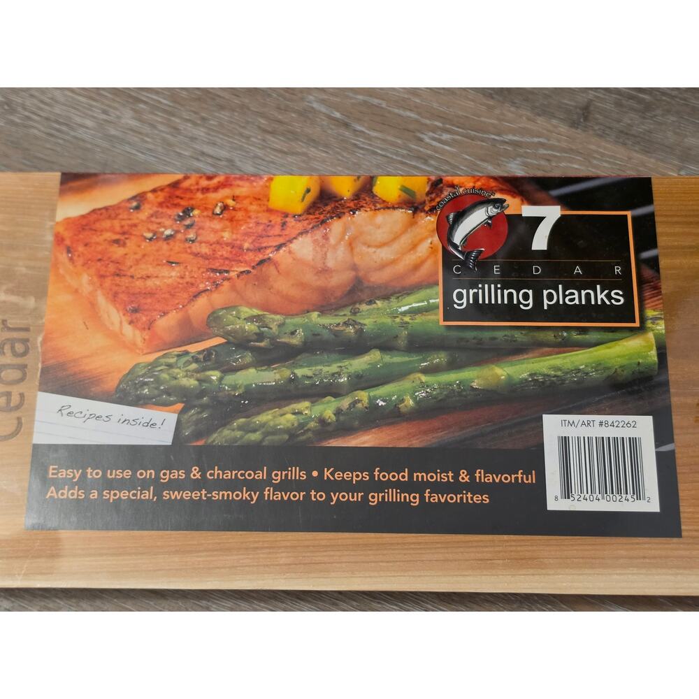 Coastal Cuisine Cedar Grilling Planks – 7 Pack – BBQ Salmon & Grill Boards